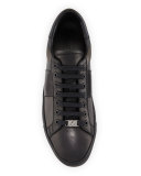 Ritson Men's PVC Check & Leather Low-Top Sneaker, Smoked Chocolate