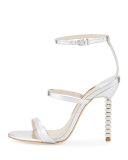 Rosalind Crystal-Heel Leather Sandal, Silver