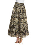 Embroidered Voluminous Midi Skirt 