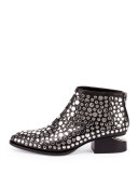 Kori Studded Leather Lift-Heel Bootie, Black