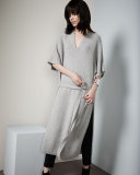 Felicie Long Tie-Front Cashmere Sweater, Marble