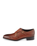 Galati Double Monk-Strap Textured Loafer, Brown
