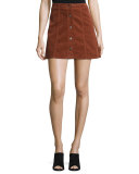 Tilda Corduroy Button-Front Miniskirt
