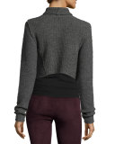 Iliana Draped Asymmetric Wool-Blend Sweater, Light Gray Melange