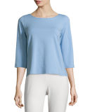 3/4-Sleeve Ballet-Neck Organic Cotton Top
