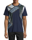 Grecca Multicolored-Print Short-Sleeve T-Shirt, Navy