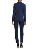 Micro-Jacquard Wide-Cuff Pants, Marino Blue
