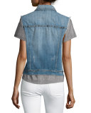 Debbie Stud-Trim Denim Vest, Janelle