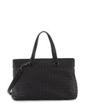 Intrecciato Medium Accordion Tote Bag, Black