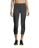 Colorblocked Mid-Rise Cropped Leggings, Gray/Black