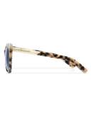 Cat and Mouse Cat-Eye Sunglasses, White Tortoise