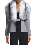 Wool-Cashmere Coat w/Removable Fox Fur Collar