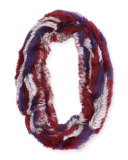 Rabbit Fur Infinity Scarf, Purple Multicolor