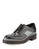 Runway Two-Tone Leather Derby Shoe, Black/Gray