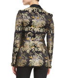 Baroque-Print Brocade Jacket, Black/Gold