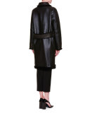 Reversible Shearling Fur Long Coat, Black