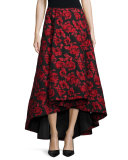 Floral Brocade Tea-Length Skirt 