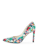 Legend Leather Pointed-Toe Pump, Bright Crayon