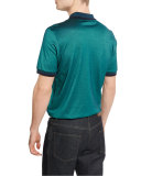 Tape-Tipped Zip Polo Shirt, Green