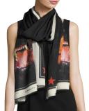 Voile Rottweiler Dog Scarf, Black/White