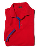 Short-Sleeve Snap-Placket Pique Polo Shirt, Red