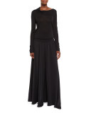 Bennett Fold-Over Collar Top, Black