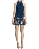 The Hawaiian Embroidered Shorts, Midnight