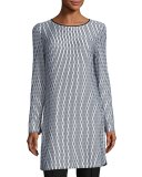 Long-Sleeve Printed Knit Tunic, Multi