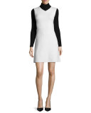 Myrelle Evian Turtleneck Dress, Ivory Ice/Black