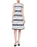 Sleeveless Striped Pleated-Skirt Dress 