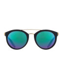 Dalziel Round Iridescent Sunglasses, Extreme Green