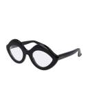 Transparent Cat-Eye Sunglasses, Black