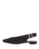 Heidi Suede Slingback Ballerina Flat, Black