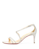 Gwinee Strappy Glitter Red Sole Sandal, Ivory/Beige