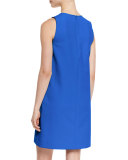 Sleeveless Scoop-Neck Shift Dress, Blue