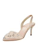 Aerin Crystal 55mm Slingback Pump, Beige