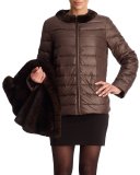 Reversible Mink Vest & Puffer Jacket, Gray Animal Print
