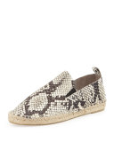 Robin Snake-Print Espadrille Flat, Black/White