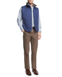 Lightweight Twill Flat-Front Pants, Brown