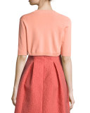 Half-Sleeve Cropped Shrug, Coral
