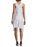 Sleeveless Embroidered Asymmetric Dress, Soft White