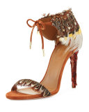 Rio Feather Ankle-Tie Sandal, Luggage