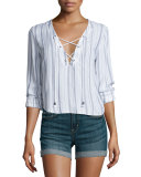 Grace Striped Lace-Up Top