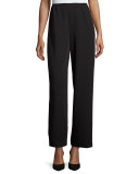 Full-Length Gabardine Travel Pants, Black