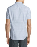 Wisteria Graph-Check Short-Sleeve Shirt, Pale Purple
