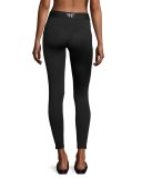 Studio Mesh-Trim Performance Leggings, Black