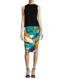 Modern Camo-Print Midi Skirt, Multi