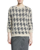 Teddy 3/4-Sleeve Houndstooth Pullover, Desert