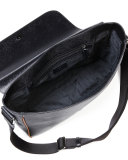 Saffiano Leather Messenger Bag, Black