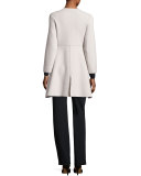 Front-Zip Slight-Flare Pants, Navy
